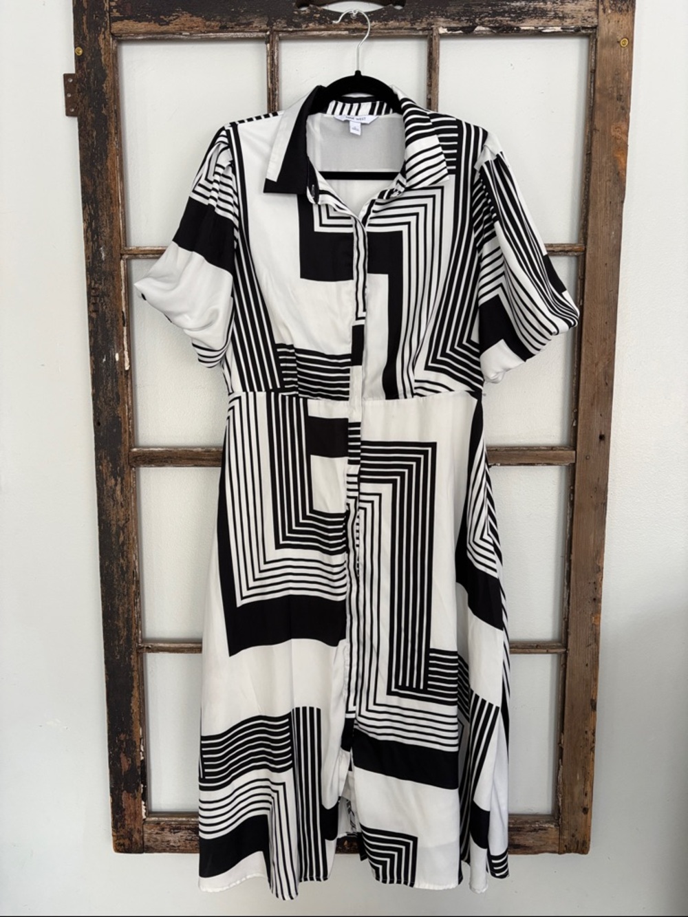 Nine West geometric print button-down midi dress